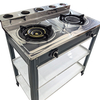 Stainless Steel White Knob Free Standing 2 Burner Gas Stove With Shelf