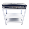 Two-Tier Shelves & Protective Lid 3 Burner Free Standing Stainless Iron Gas Stoves
