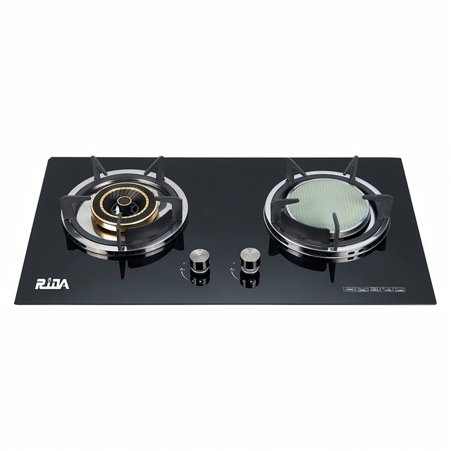 Built-in Cast Iron And Infrared 2 Burner Gas Cooking Stove