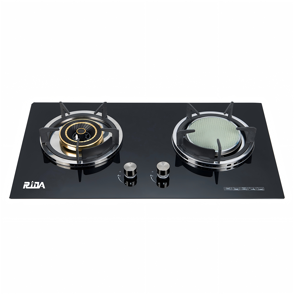 Built-in Cast Iron And Infrared 2 Burner Gas Cooking Stove