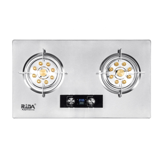 Timer Function Precise Smart Stainless Steel Gas Cooker 2 Burner 