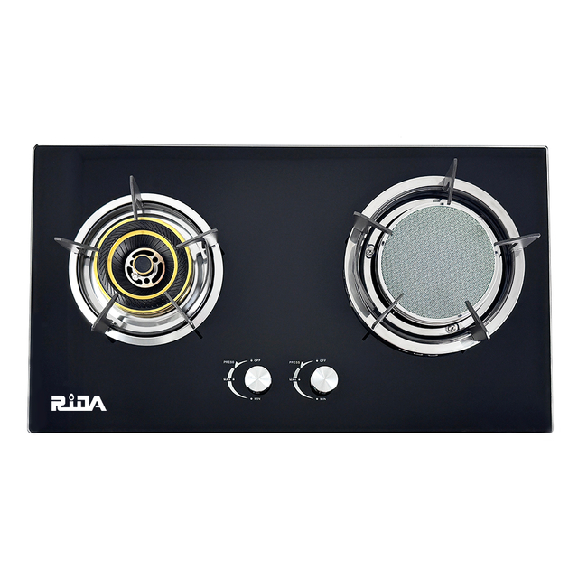 Built-in Cast Iron And Infrared 2 Burner Gas Cooking Stove