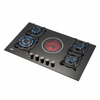 Tempered Glass Top Inbuilt 4 Gas 1 Electric Household Gas Hob