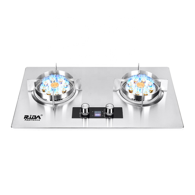 Timer Function Precise Smart Stainless Steel Gas Cooker 2 Burner 