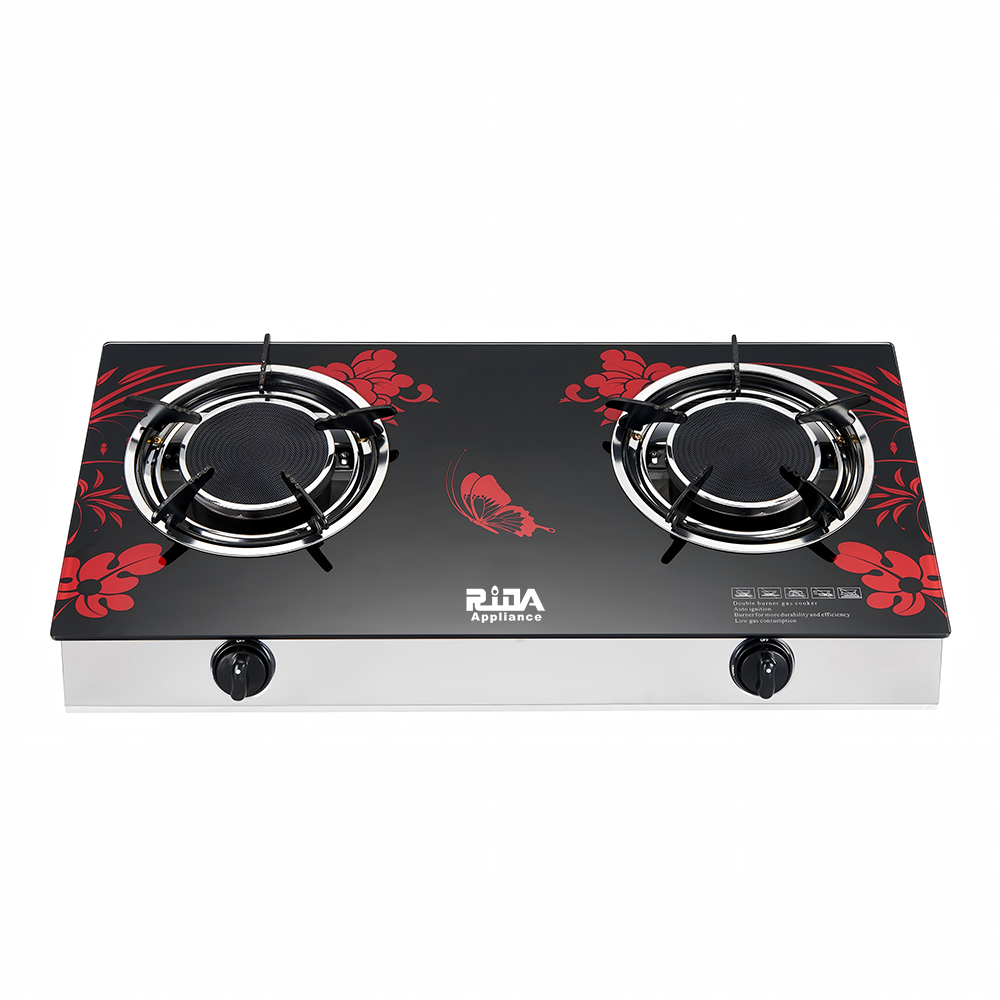 Glass Top Infrared 2 Burner Gas Stove Lpg Gas Cooker Cooktops