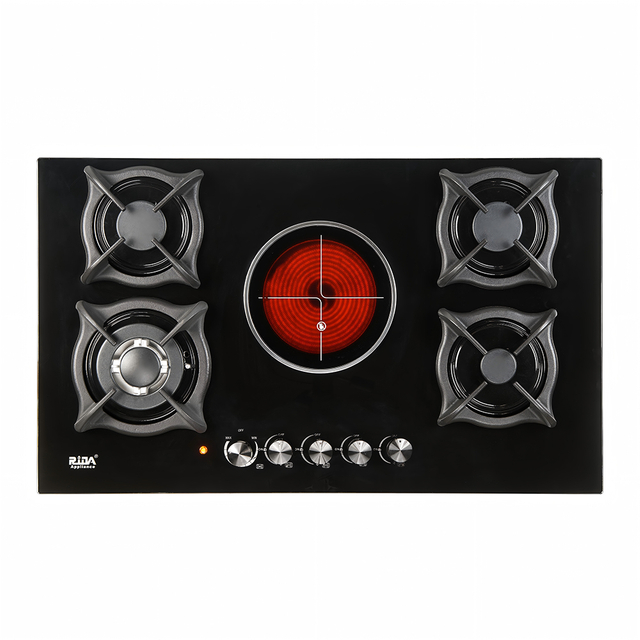 Tempered Glass Top Inbuilt 4 Gas 1 Electric Household Gas Hob