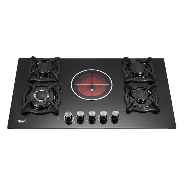 Tempered Glass Top Inbuilt 4 Gas 1 Electric Household Gas Hob