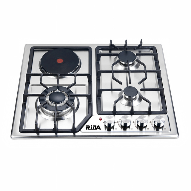 3.2kw Electric And Gas Hybrid Stove Built-in Stainless Steel 4 Burners Gas Hob