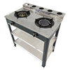 Stainless Steel White Knob Free Standing 2 Burner Gas Stove With Shelf