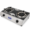 2 Burner Black Glass Tabletop Gas Stove with Multi-Port Burners