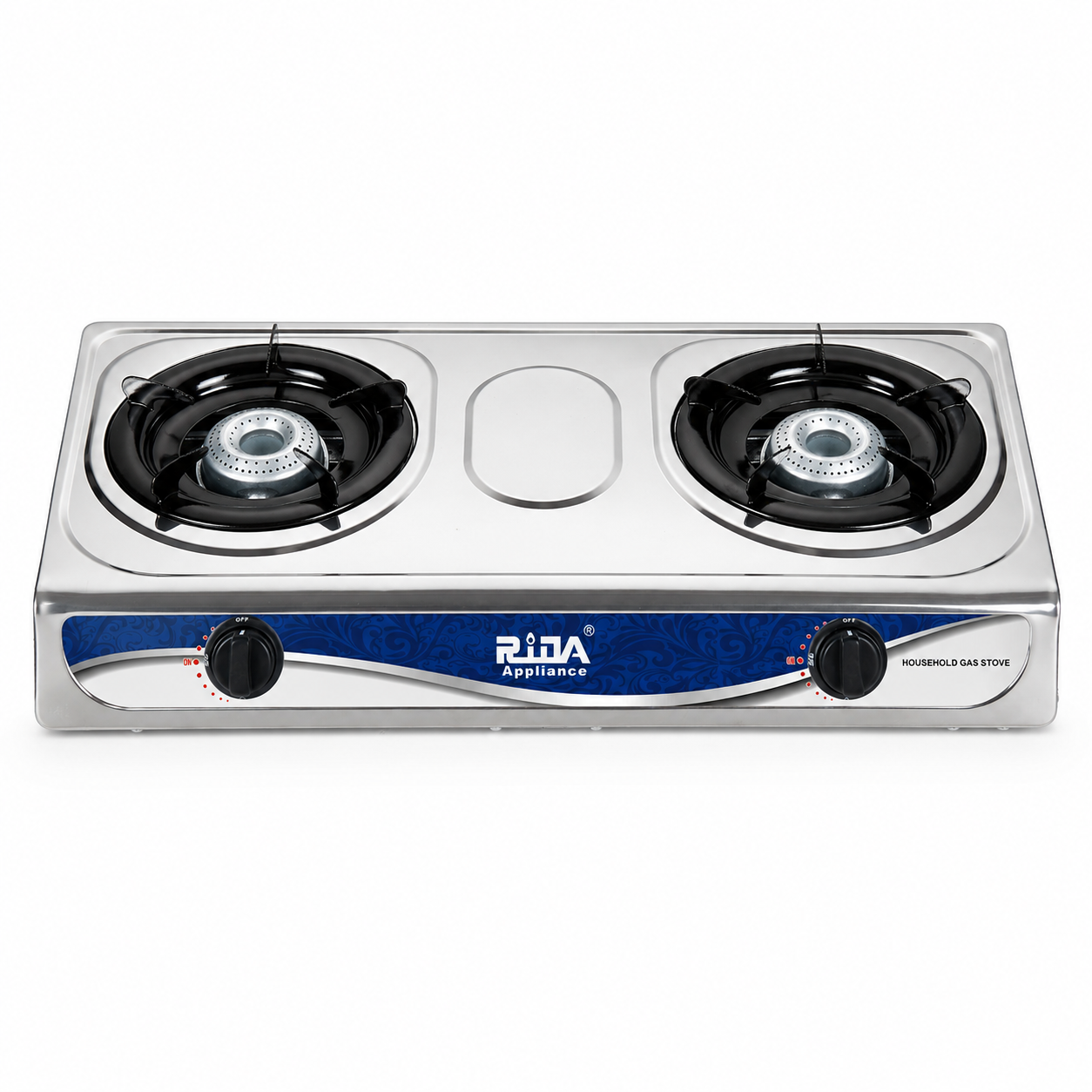 2 Burner Stainless Steel Tabletop Gas Stove for Household Cooking