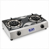 2 Burner Black Glass Tabletop Gas Stove with Multi-Port Burners