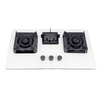 Built-in 3 Burner White Tempered Glass Gas Hob with Cast Iron Pan Supports