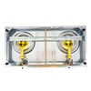 2 Burner Tempered Glass Tabletop Gas Stove with Brass Honeycomb Burners