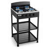 4 Burner Freestanding Gas Stove with Double Storage Shelves