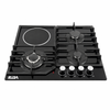 3 Burner Gas and 1 Electric Built-in Hybrid Hob with Tempered Glass Panel