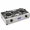 2 Burner Black Glass Tabletop Gas Stove with Multi-Port Burners