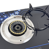 2 Burner Tempered Glass Gas Stove with Double Storage Shelves