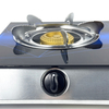 2 Burner Tempered Glass Tabletop Gas Stove with Brass Honeycomb Burners