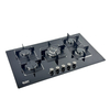 5 Burner Black Tempered Glass Built-in Gas Hob with Big Centre Burner