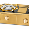 2 Burner Gold Color Steel Tabletop Gas Stove for Household Cooking
