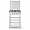 White 4 Burner Freestanding Gas Stove with Cover and Double Shelves