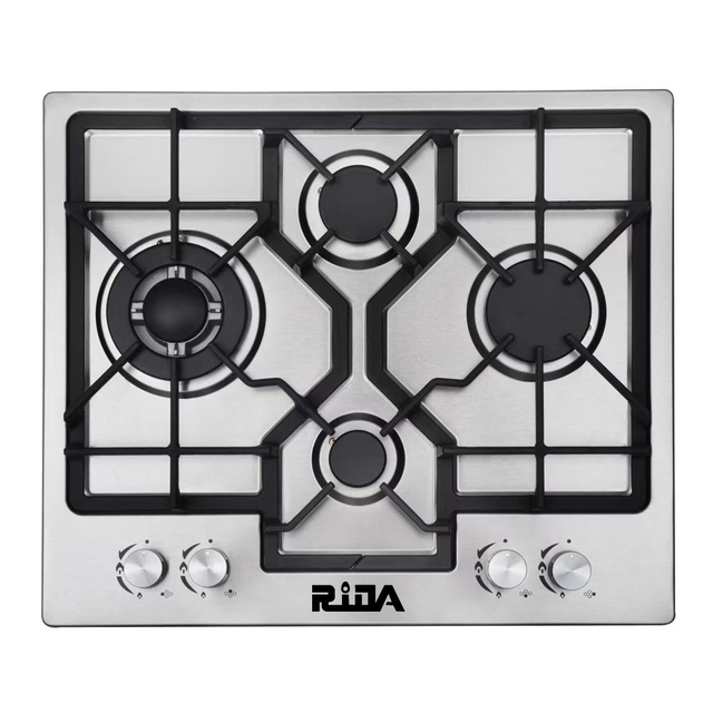 4 Burner Stainless Steel Built-in Gas Hob with Cast Iron Pan Supports