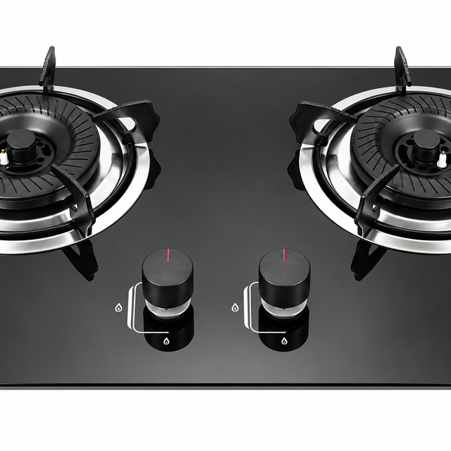 2 Burner Black Glass Built-in Gas Hob