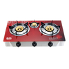 3 Burner Tempered Glass Tabletop Gas Stove with Double Gun Burners