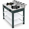 2 Burner Freestanding Gas Stove with Double Storage Shelves