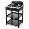 4 Burner Freestanding Gas Stove with Double Storage Shelves