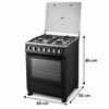 24 Inch Freestanding Gas Cooker with Electric Hotplate and 88L Oven