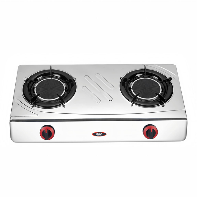 2 Burner Stainless Steel Table Top Gas Stove with Infrared Burners for Home Cooking