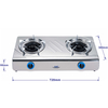 2 Burner Stainless Steel Table Top Gas Stove for Home Cooking