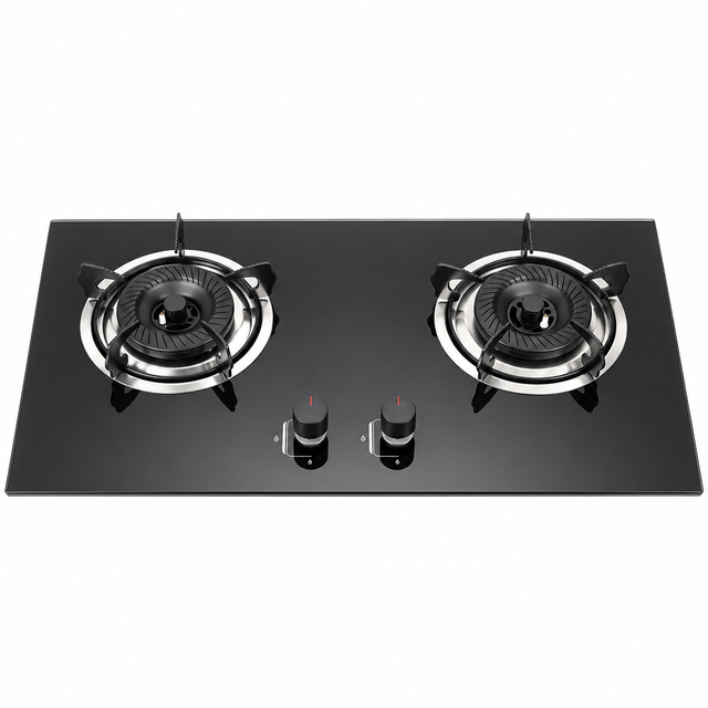 2 Burner Black Glass Built-in Gas Hob