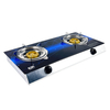2 Burner Tempered Glass Tabletop Gas Stove with Brass Honeycomb Burners