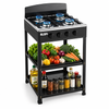 4 Burner Freestanding Gas Stove with Double Storage Shelves