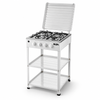 White 4 Burner Freestanding Gas Stove with Cover and Double Shelves
