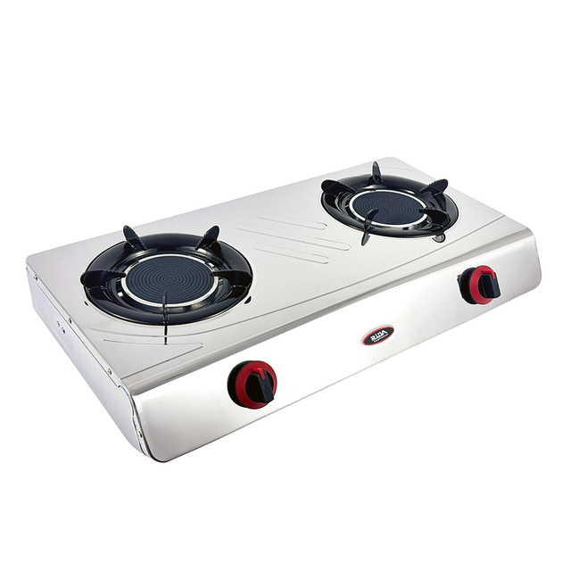 2 Burner Stainless Steel Table Top Gas Stove with Infrared Burners for Home Cooking