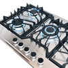 5 Burner Stainless Steel Built-in Gas Hob with Cast Iron Pan Supports