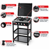 4 Burner Freestanding Gas Stove with Cover and Double Storage Shelves
