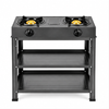 Double Brass Burner Gas Cooker with Freestanding Storage Stand