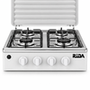 White 4 Burner Freestanding Gas Stove with Cover and Double Shelves