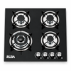 4 Burner Black Tempered Glass Built-in Gas Hob with Large Wok Burner