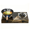 2 Burner Tempered Glass Tabletop Gas Stove with Decorative Golden Pattern