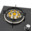 2 Burner Black Glass Built-in Gas Hob with Brass Multi-ring and Infrared Burner