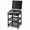 4 Burner Freestanding Gas Stove with Cover and Double Storage Shelves