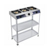 3 Burner Freestanding Gas Stove with Double Storage Shelves