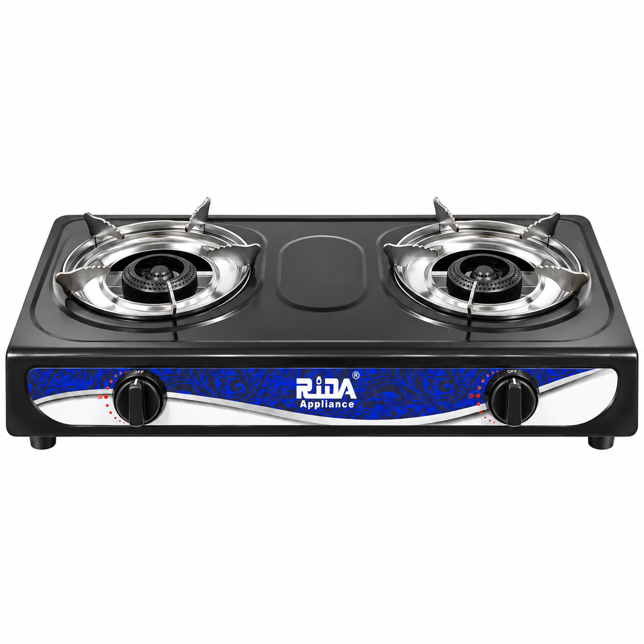 2 Burner Tabletop Gas Stove with Stainless Steel Burner Trays