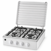 White 4 Burner Freestanding Gas Stove with Cover and Double Shelves